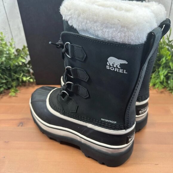 Sorel CARIBOU Waterproof Sherpa Insulated Mid-Calf Black/Stone Bootie NL1005-011 - Picture 4 of 13